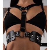 Черная кожаная двусторонняя портупея - Crazy Handmade - купить с доставкой в Новокуйбышевске