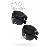 Черные кожаные оковы с двумя перекрёстными ремешками - Pecado - купить с доставкой в Новокуйбышевске