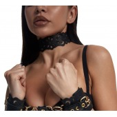 Черный ажурный чокер с золотистой фурнитурой - Crazy Handmade - купить с доставкой в Новокуйбышевске