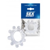 Прозрачное эрекционное кольцо со стимулирующими шариками - Sex Expert - в Новокуйбышевске купить с доставкой