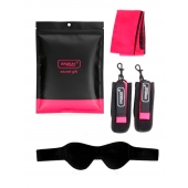 Черно-розовый эротический набор: маска, наручники и повязка - Erokay - купить с доставкой в Новокуйбышевске