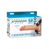 Телесный пустотелый фаллопротез 5’’ Hollow Silicone Strap-On - 14 см. - Pipedream - купить с доставкой в Новокуйбышевске