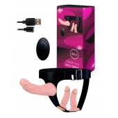 Женский страпон с 3 насадками и вибрацией - Erowoman-Eroman - купить с доставкой в Новокуйбышевске