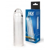 Прозрачная закрытая насадка на пенис с ребрышками - 16 см. - Sex Expert - в Новокуйбышевске купить с доставкой