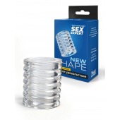 Прозрачная сквозная насадка на пенис с ребрышками - Sex Expert - в Новокуйбышевске купить с доставкой