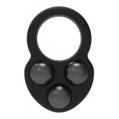 Черное эрекционное кольцо с утяжелителями - Dream Toys - в Новокуйбышевске купить с доставкой