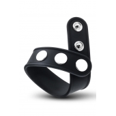 Черное эрекционное кольцо на кнопках - Blush Novelties - в Новокуйбышевске купить с доставкой