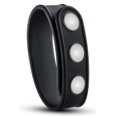 Черное эрекционное кольцо на кнопках - Blush Novelties - в Новокуйбышевске купить с доставкой