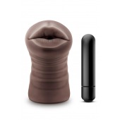 Коричневый мастурбатор-ротик Krystal Vibrating Masturbator - Blush Novelties - в Новокуйбышевске купить с доставкой