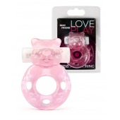 Розовое эрекционное виброкольцо в форме мишки - 1137 - в Новокуйбышевске купить с доставкой
