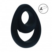 Черное эрекционное кольцо Double Ergo Silicone Cockring - Shots Media BV - в Новокуйбышевске купить с доставкой