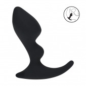 Черная анальная пробка для массажа простаты Double Ripple Silicone Prostate Massager - Shots Media BV - в Новокуйбышевске купить с доставкой