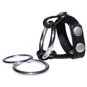 Подхват для мошонки с 3 съемными эрекционными кольцами Leder-Riemen - Orion - в Новокуйбышевске купить с доставкой