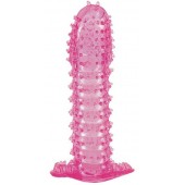 Гелевая розовая насадка с шипами - 12 см. - Toyfa Basic - в Новокуйбышевске купить с доставкой