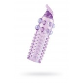 Гелевая фиолетовая насадка с шариками, шипами и усиком - 11 см. - Toyfa Basic - в Новокуйбышевске купить с доставкой