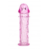 Гладкая розовая насадка с усиками под головкой - 12,5 см. - Toyfa Basic - в Новокуйбышевске купить с доставкой