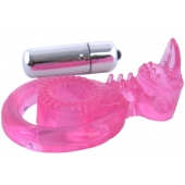 Розовая вибронасадка со стимулятор клитора   Язычок - Toyfa Basic - в Новокуйбышевске купить с доставкой