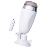 Мастурбатор-вагина в белой колбе с присоской и встраиваемой вибропулей - A-toys - в Новокуйбышевске купить с доставкой