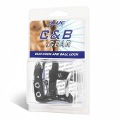 Утяжка на пенис на замочке Duo Cock And Ball Lock - BlueLine - купить с доставкой в Новокуйбышевске