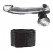 Чёрная утяжка на мошонку 1  Velcro Ball Stretcher - BlueLine - купить с доставкой в Новокуйбышевске