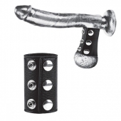 Чёрная утяжка на кнопках 100% PVC STRAP WITH METAL SNAP - BlueLine - купить с доставкой в Новокуйбышевске