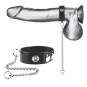 Утяжка на пенис с поводком Snap Cock Ring With 12  Leash - BlueLine - купить с доставкой в Новокуйбышевске
