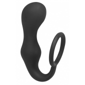 Чёрное эрекционное кольцо с анальной пробкой Double Pleasure Anal Plug - Lola Games - в Новокуйбышевске купить с доставкой