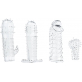 Набор из 4 насадок на член Pleasured Penis Enhancement Sleeve 4 Pack - XR Brands - в Новокуйбышевске купить с доставкой