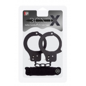 Чёрные наручники из листового металла в комплекте с веревкой BONDX METAL CUFFS LOVE ROPE SET - Dream Toys - купить с доставкой в Новокуйбышевске
