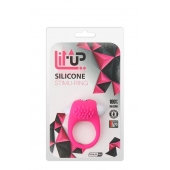 Розовое эрекционное кольцо с щеточкой LIT-UP SILICONE STIMU RING 5 - Dream Toys - в Новокуйбышевске купить с доставкой