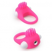 Розовое эрекционное кольцо с щеточкой LIT-UP SILICONE STIMU RING 5 - Dream Toys - в Новокуйбышевске купить с доставкой