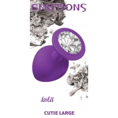 Большая фиолетовая анальная пробка Emotions Cutie Large с прозрачным кристаллом - 10 см. - Lola Games - купить с доставкой в Новокуйбышевске