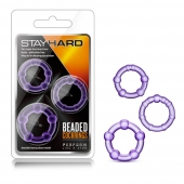 Набор из 3 фиолетовых эрекционных колец Stay Hard Beaded Cockrings - Blush Novelties - в Новокуйбышевске купить с доставкой