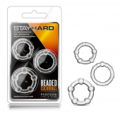 Набор из 3 прозрачных эрекционных колец Stay Hard Beaded Cockrings - Blush Novelties - в Новокуйбышевске купить с доставкой