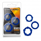Набор из 3 синих эрекционных колец Stay Hard Beaded Cockrings - Blush Novelties - в Новокуйбышевске купить с доставкой