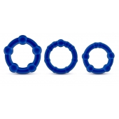 Набор из 3 синих эрекционных колец Stay Hard Beaded Cockrings - Blush Novelties - в Новокуйбышевске купить с доставкой