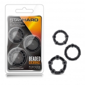 Набор из 3 чёрных эрекционных колец Stay Hard Beaded Cockrings - Blush Novelties - в Новокуйбышевске купить с доставкой