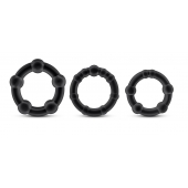 Набор из 3 чёрных эрекционных колец Stay Hard Beaded Cockrings - Blush Novelties - в Новокуйбышевске купить с доставкой