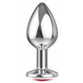 Большая серебристая анальная пробка Diamond Red Sparkle Large с красным кристаллом - 8 см. - Lola Games - купить с доставкой в Новокуйбышевске