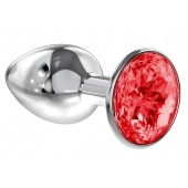 Малая серебристая анальная пробка Diamond Red Sparkle Small с красным кристаллом - 7 см. - Lola Games - купить с доставкой в Новокуйбышевске