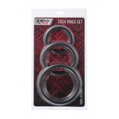 Набор из 3 чёрных эрекционных колец - ToyFa - в Новокуйбышевске купить с доставкой