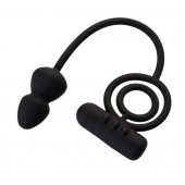 Чёрное эрекционное кольцо с вибропулькой и анальным хвостом - Erotist Adult Toys - в Новокуйбышевске купить с доставкой