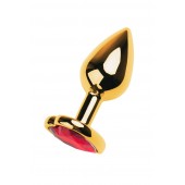 Золотистая анальная пробка с кристаллом-сердцем - 7,5 см. - ToyFa - купить с доставкой в Новокуйбышевске