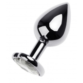 Серебристая анальная пробка с прозрачным кристаллом-сердцем - 8 см. - ToyFa - купить с доставкой в Новокуйбышевске