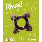 Чёрное эрекционное кольцо Rings Screw - Lola Games - в Новокуйбышевске купить с доставкой