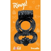 Чёрное эрекционное кольцо Rings Treadle с подхватом - Lola Games - в Новокуйбышевске купить с доставкой