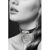 Черный чокер с двумя кольцами - Bijoux Pour Toi - купить с доставкой в Новокуйбышевске