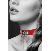 Красный узенький чокер с кольцом - Bijoux Pour Toi - купить с доставкой в Новокуйбышевске