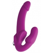 Ярко-розовый безремневой вибрострапон Evoke Vibrating Strapless Silicone Strap-on Dildo - XR Brands - купить с доставкой в Новокуйбышевске