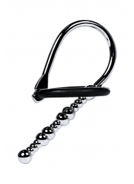 Серебристый уретральный плаг-бусины TOYFA Metal с мягким фиксириющим кольцом - ToyFa - купить с доставкой в Новокуйбышевске